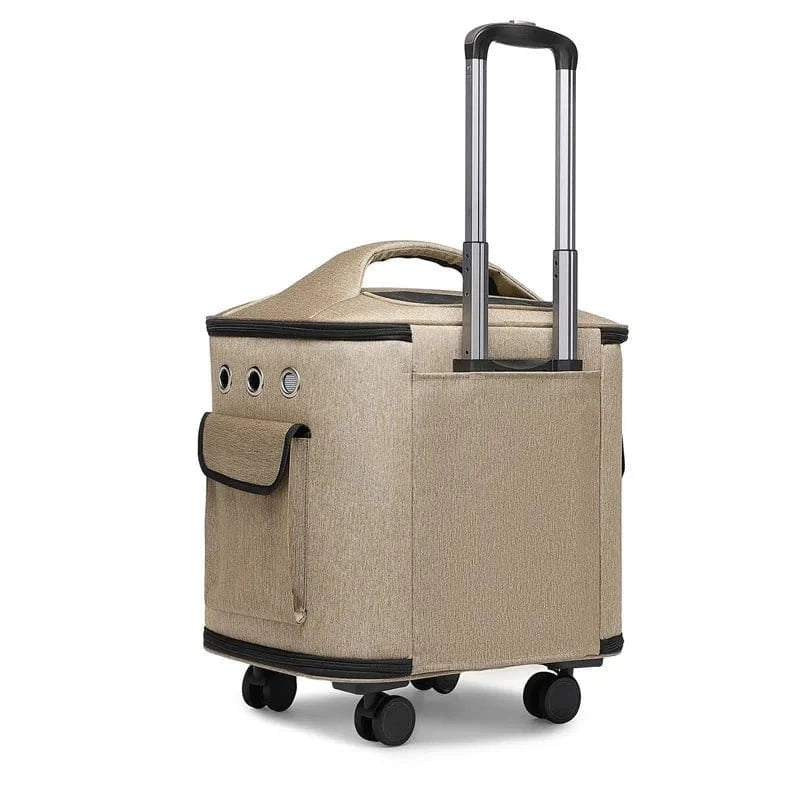 Pet Travel Trolley Bag with Silent Wheels – Portable Large Capacity Breathable Carrier for Cats &amp; Dogs - FastZen