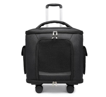 Pet Travel Trolley Bag with Silent Wheels – Portable Large Capacity Breathable Carrier for Cats &amp; Dogs - FastZen