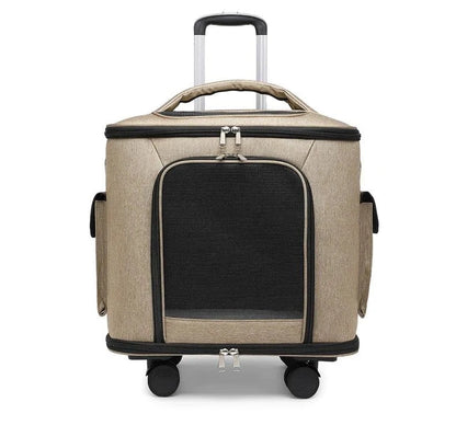 Pet Travel Trolley Bag with Silent Wheels – Portable Large Capacity Breathable Carrier for Cats &amp; Dogs - FastZen