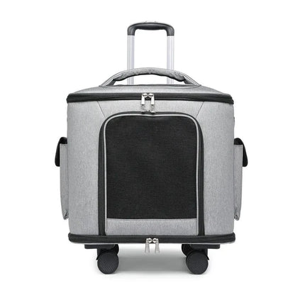 Pet Travel Trolley Bag with Silent Wheels – Portable Large Capacity Breathable Carrier for Cats &amp; Dogs - FastZen