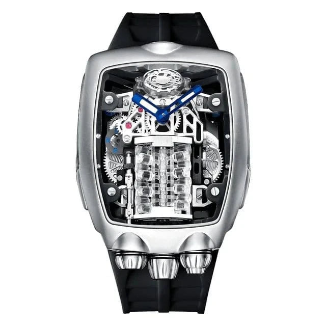 PINDU DESIGN Mens Watches Top Brand Luxury Automatic Watch Engine 16 Cylinder Skeleton Men Mechanical Watch Japan NH05A Watch - FastZen