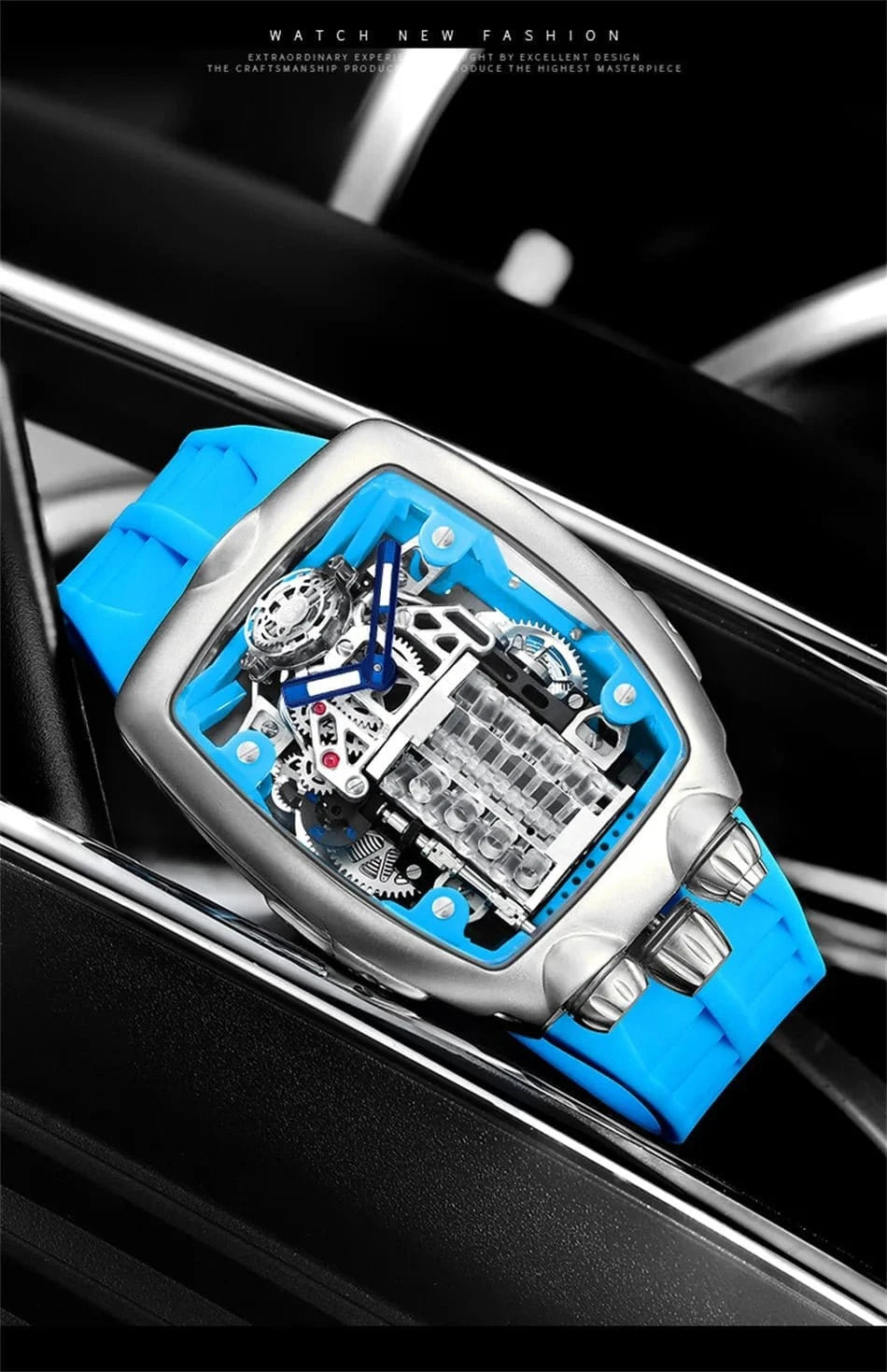 PINDU DESIGN Mens Watches Top Brand Luxury Automatic Watch Engine 16 Cylinder Skeleton Men Mechanical Watch Japan NH05A Watch - FastZen