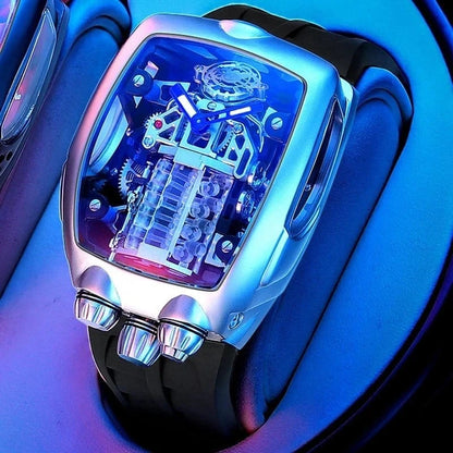 PINDU DESIGN Mens Watches Top Brand Luxury Automatic Watch Engine 16 Cylinder Skeleton Men Mechanical Watch Japan NH05A Watch - FastZen