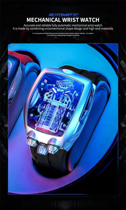 PINDU DESIGN Mens Watches Top Brand Luxury Automatic Watch Engine 16 Cylinder Skeleton Men Mechanical Watch Japan NH05A Watch - FastZen
