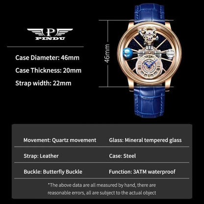 PINDU Design Watches Man Starry Sky Watch For Men Quartz Wristwatches Clock Earth Theme Design Man Watch Celestial Body Series - FastZen