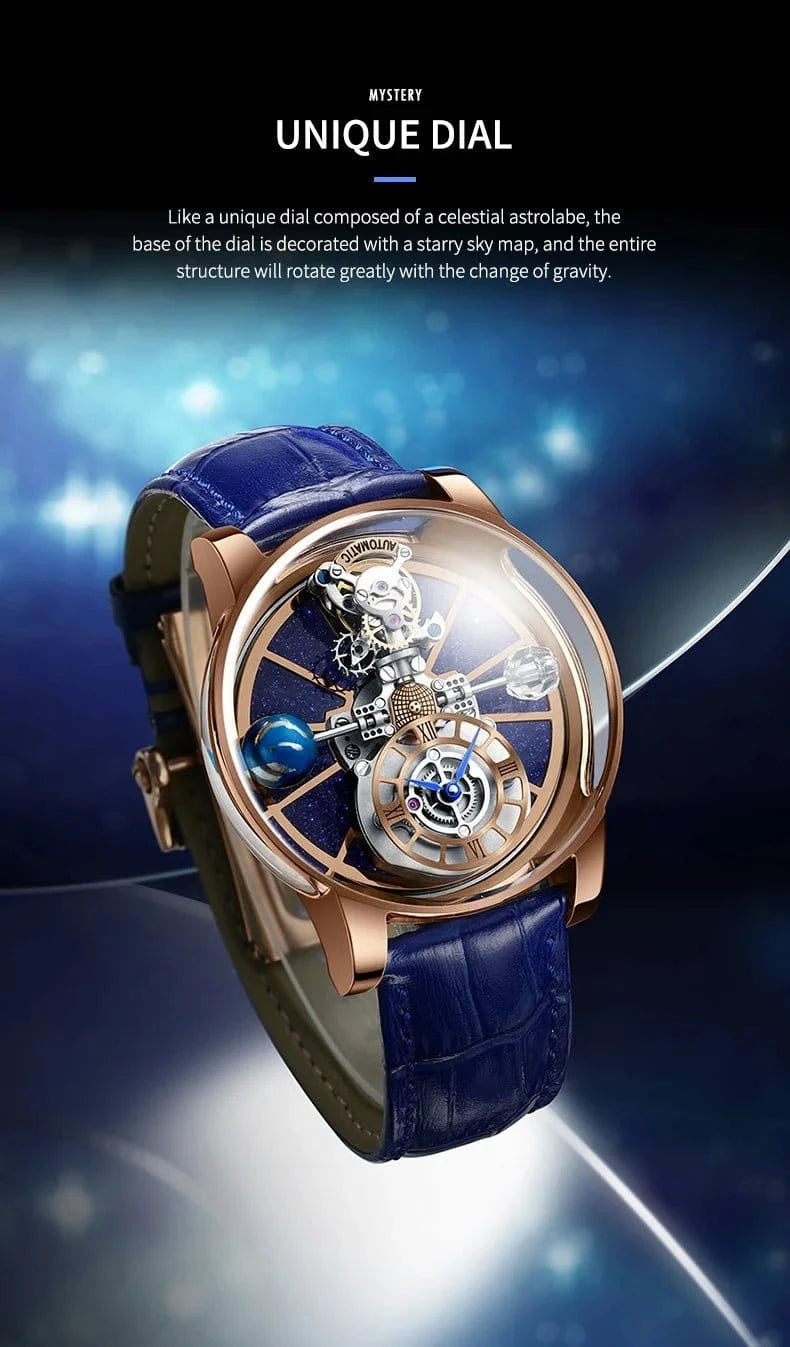 PINDU Design Watches Man Starry Sky Watch For Men Quartz Wristwatches Clock Earth Theme Design Man Watch Celestial Body Series - FastZen