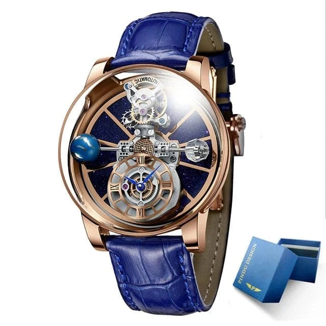 PINDU Design Watches Man Starry Sky Watch For Men Quartz Wristwatches Clock Earth Theme Design Man Watch Celestial Body Series - FastZen