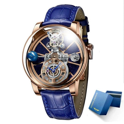 PINDU Design Watches Man Starry Sky Watch For Men Quartz Wristwatches Clock Earth Theme Design Man Watch Celestial Body Series - FastZen
