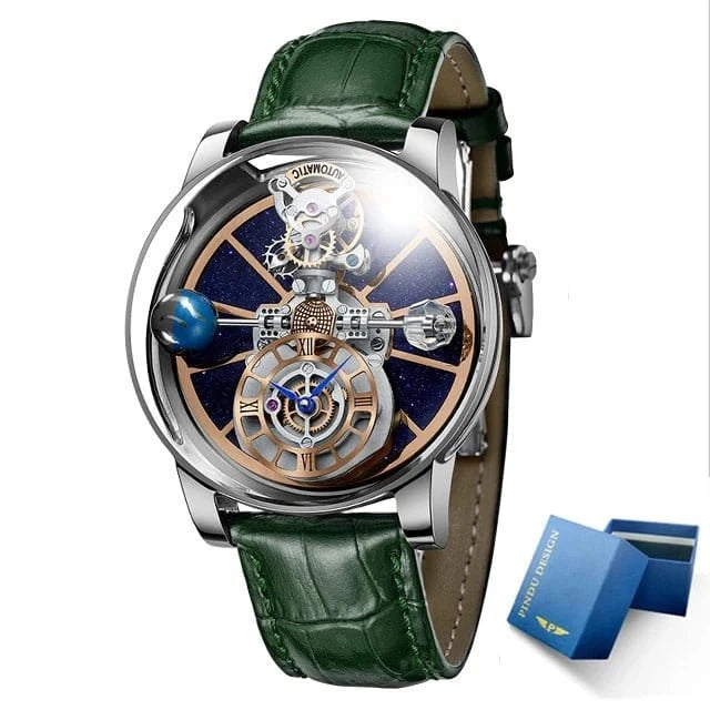 PINDU Design Watches Man Starry Sky Watch For Men Quartz Wristwatches Clock Earth Theme Design Man Watch Celestial Body Series - FastZen