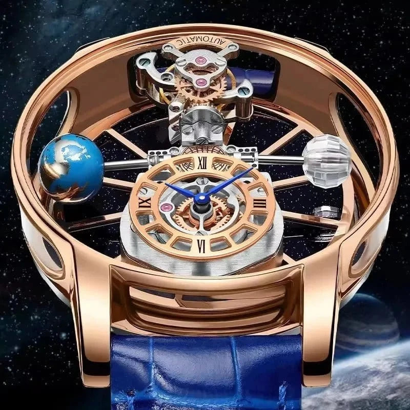 PINDU Design Watches Man Starry Sky Watch For Men Quartz Wristwatches Clock Earth Theme Design Man Watch Celestial Body Series - FastZen