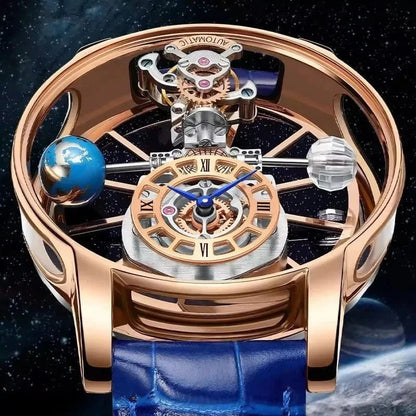 PINDU Design Watches Man Starry Sky Watch For Men Quartz Wristwatches Clock Earth Theme Design Man Watch Celestial Body Series - FastZen