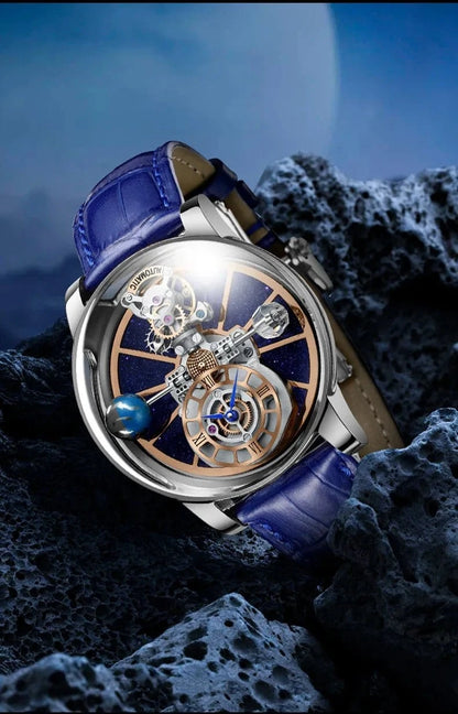 PINDU Design Watches Man Starry Sky Watch For Men Quartz Wristwatches Clock Earth Theme Design Man Watch Celestial Body Series - FastZen