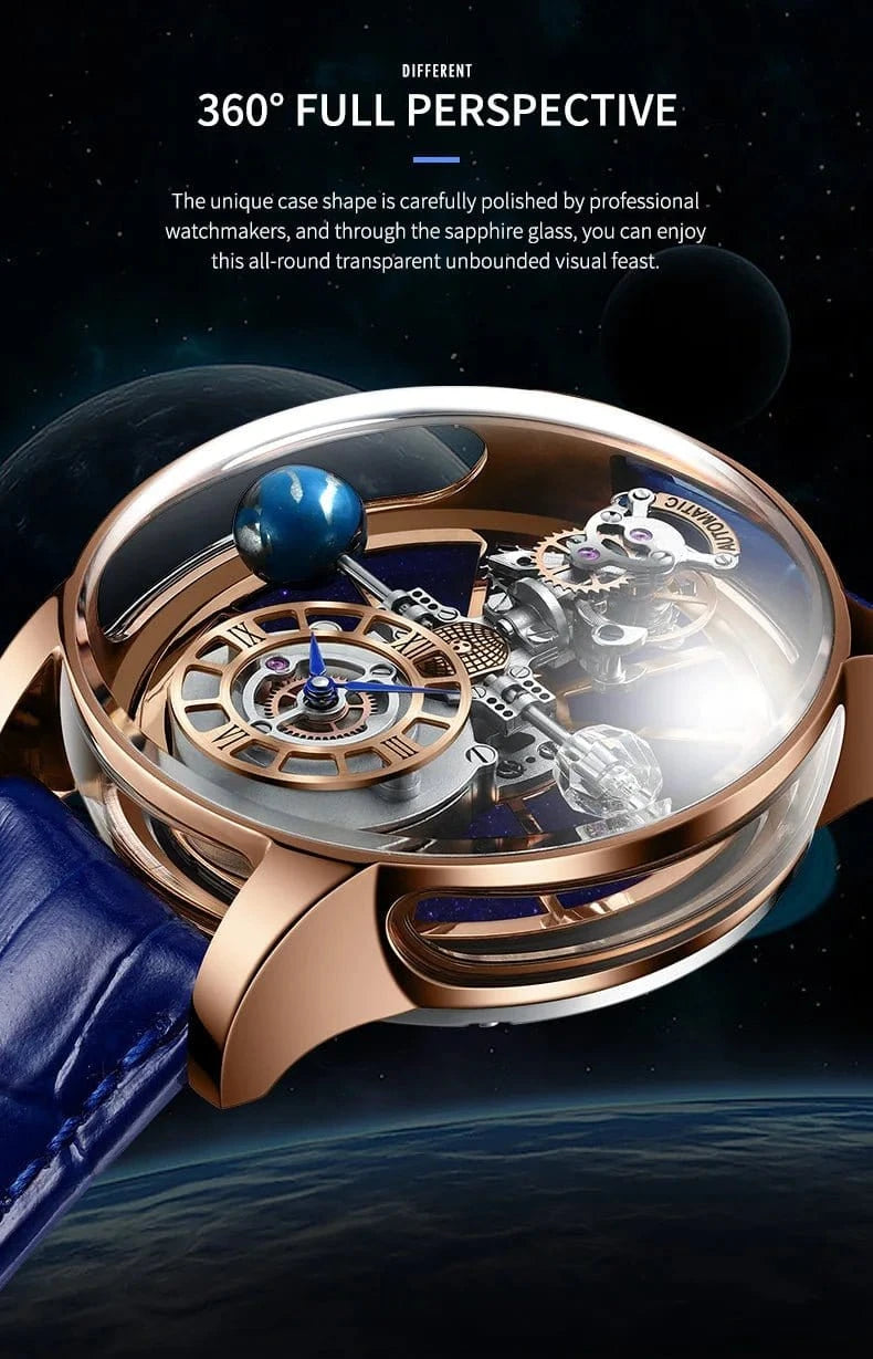 PINDU Design Watches Man Starry Sky Watch For Men Quartz Wristwatches Clock Earth Theme Design Man Watch Celestial Body Series - FastZen