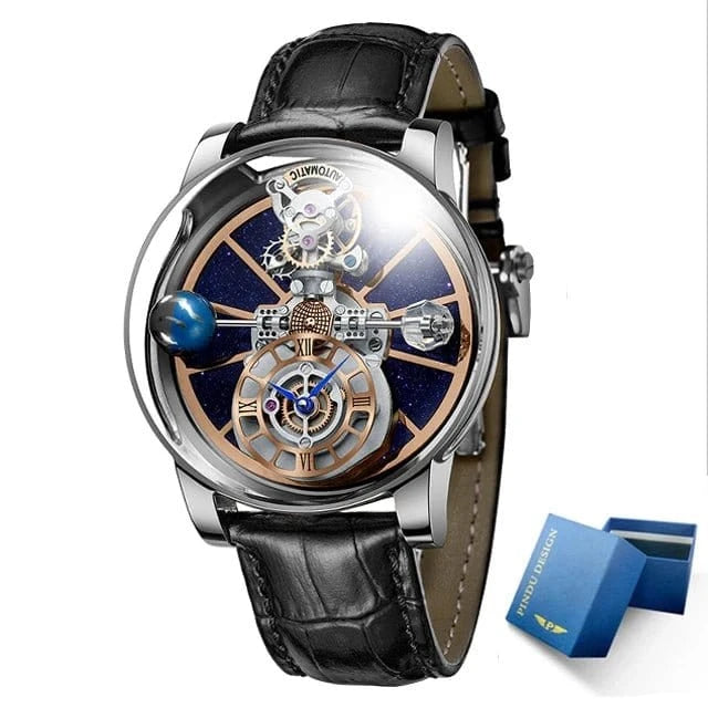 PINDU Design Watches Man Starry Sky Watch For Men Quartz Wristwatches Clock Earth Theme Design Man Watch Celestial Body Series - FastZen