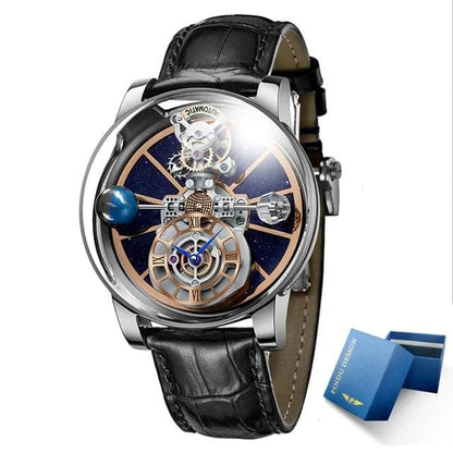 PINDU Design Watches Man Starry Sky Watch For Men Quartz Wristwatches Clock Earth Theme Design Man Watch Celestial Body Series - FastZen