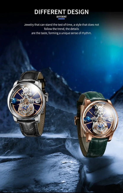 PINDU Design Watches Man Starry Sky Watch For Men Quartz Wristwatches Clock Earth Theme Design Man Watch Celestial Body Series - FastZen
