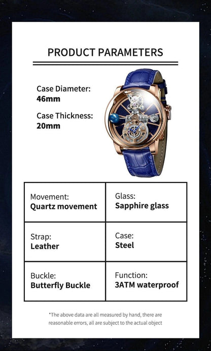 PINDU Design Watches Man Starry Sky Watch For Men Quartz Wristwatches Clock Earth Theme Design Man Watch Celestial Body Series - FastZen