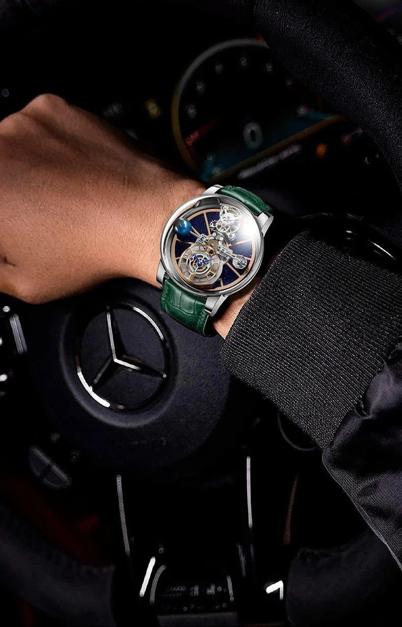 PINDU Design Watches Man Starry Sky Watch For Men Quartz Wristwatches Clock Earth Theme Design Man Watch Celestial Body Series - FastZen
