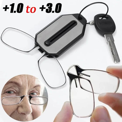 Portable Nose Clip Reading Glasses +1.0 to +3.0 with Keychain - FastZen
