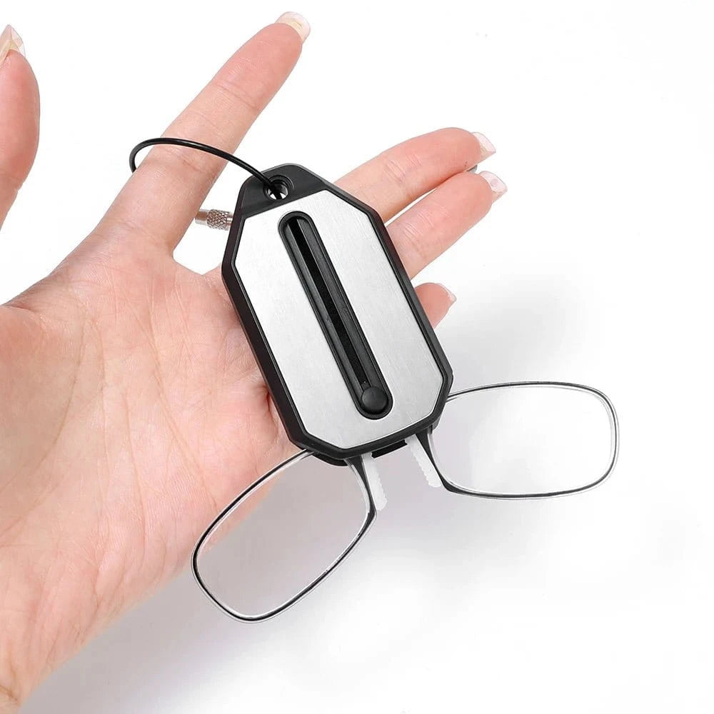 Portable Nose Clip Reading Glasses +1.0 to +3.0 with Keychain - FastZen