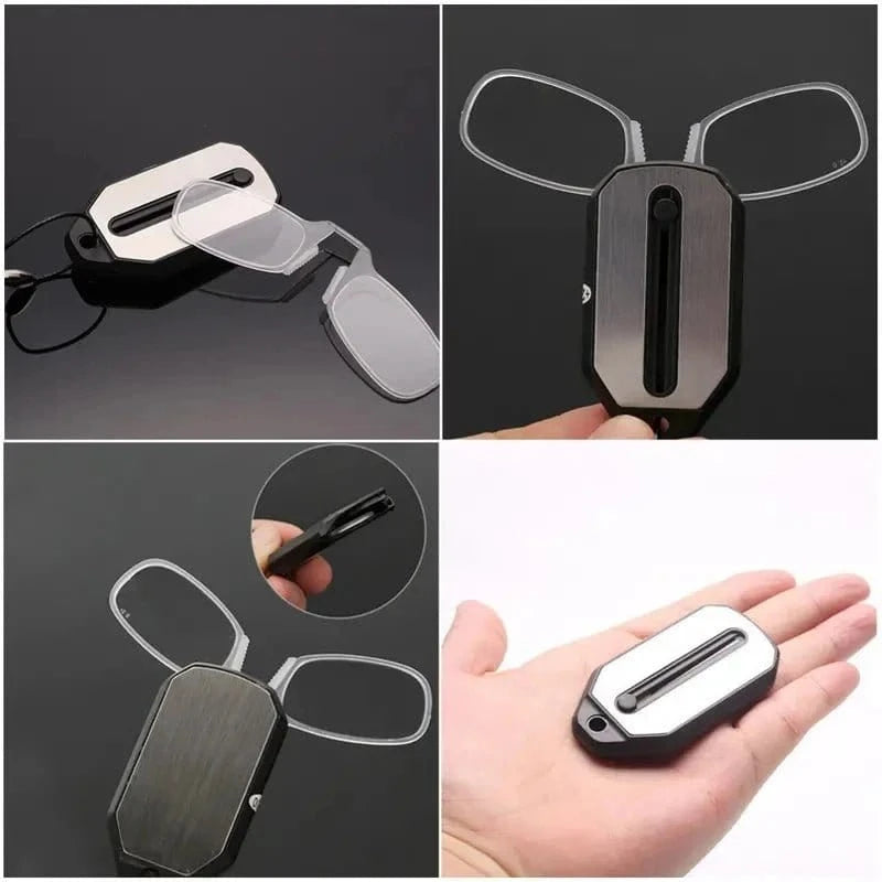Portable Nose Clip Reading Glasses +1.0 to +3.0 with Keychain - FastZen