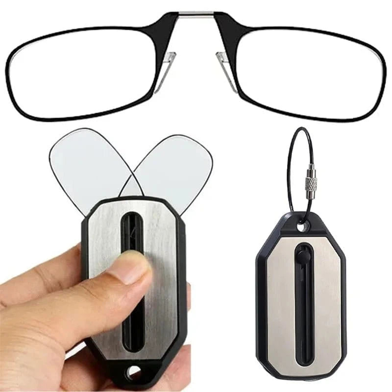 Portable Nose Clip Reading Glasses +1.0 to +3.0 with Keychain - FastZen