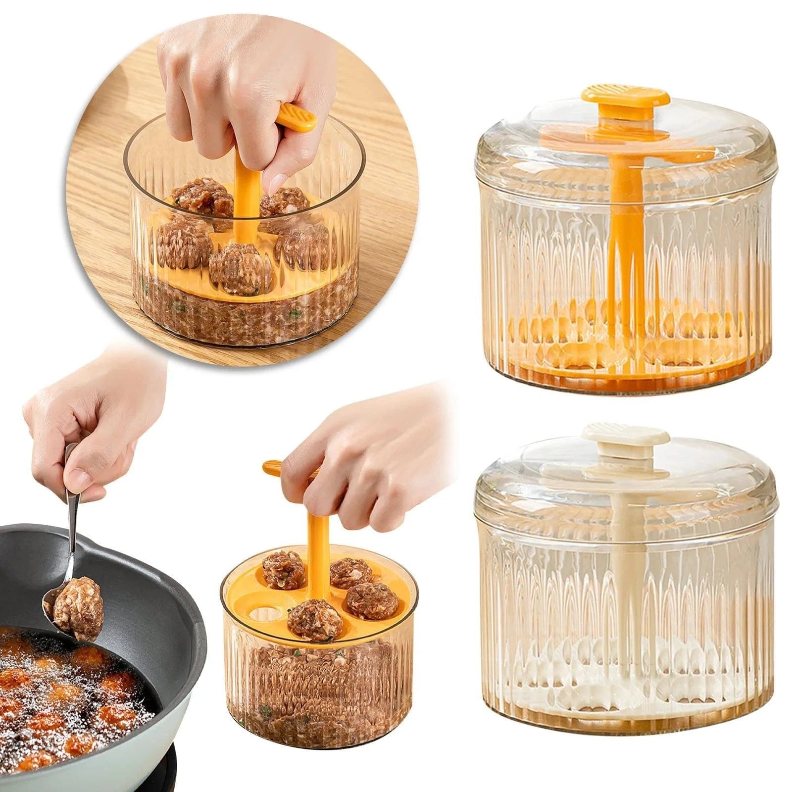 Quintuple Meatball Maker with Container – Creative Kitchen Meat Baller Press Tool & Mince Storage Box with Lid - FastZen