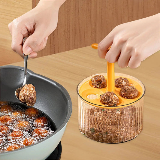 Quintuple Meatball Maker with Container – Creative Kitchen Meat Baller Press Tool & Mince Storage Box with Lid - FastZen