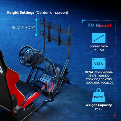 Racing Simulator Cockpit with Monitor Mount &amp; Racing Seat – Compatible with PS5, PS4, Xbox & PC - FastZen