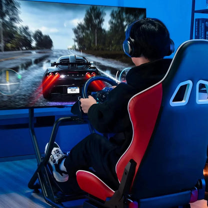 Racing Simulator Cockpit with Monitor Mount &amp; Racing Seat – Compatible with PS5, PS4, Xbox & PC - FastZen