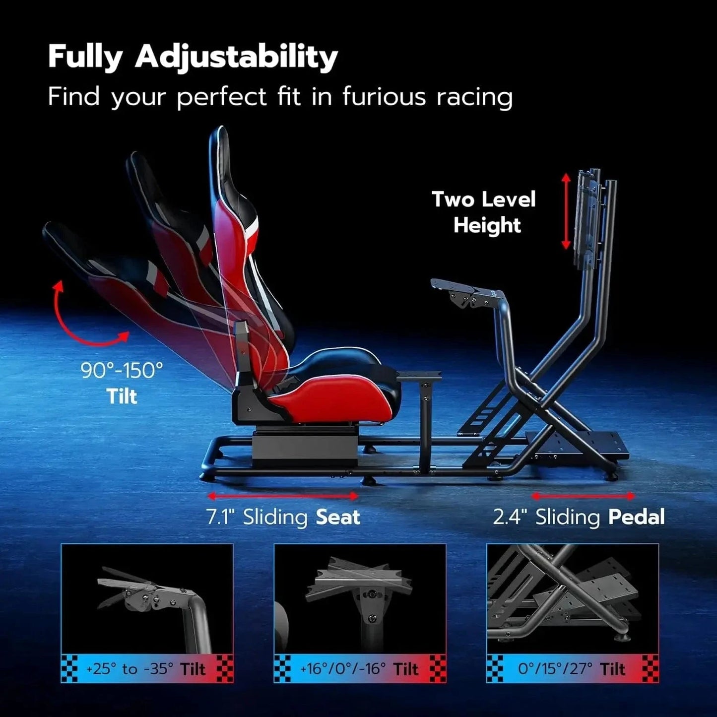 Racing Simulator Cockpit with Monitor Mount &amp; Racing Seat – Compatible with PS5, PS4, Xbox & PC - FastZen