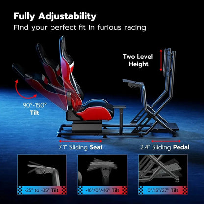 Racing Simulator Cockpit with Monitor Mount &amp; Racing Seat – Compatible with PS5, PS4, Xbox & PC - FastZen