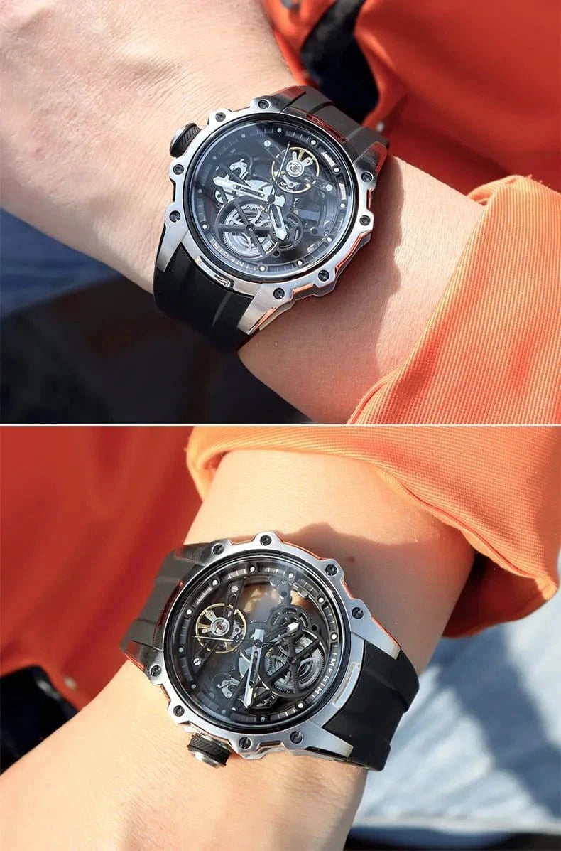 Skeleton Dial Automatic Mechanical Watch – Men’s Stainless Steel Sport Wristwatch - FastZen