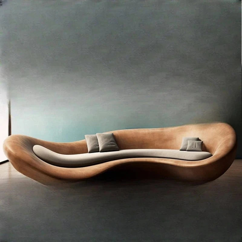 Sofa living room new medieval special - shaped artistic sense curved caramel color creative modern - FastZen