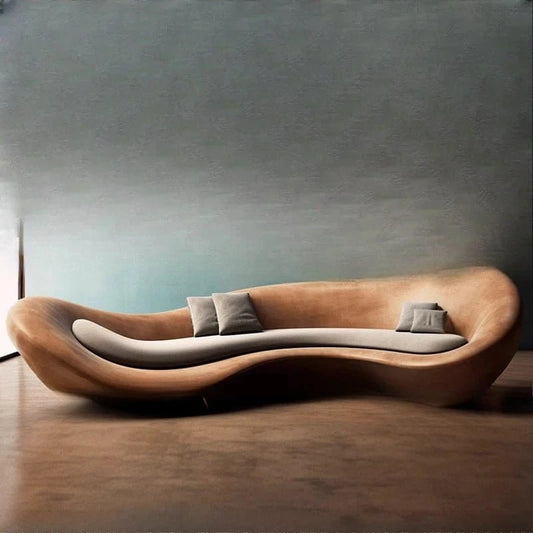 Sofa living room new medieval special - shaped artistic sense curved caramel color creative modern - FastZen