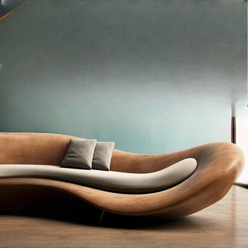 Sofa living room new medieval special - shaped artistic sense curved caramel color creative modern - FastZen
