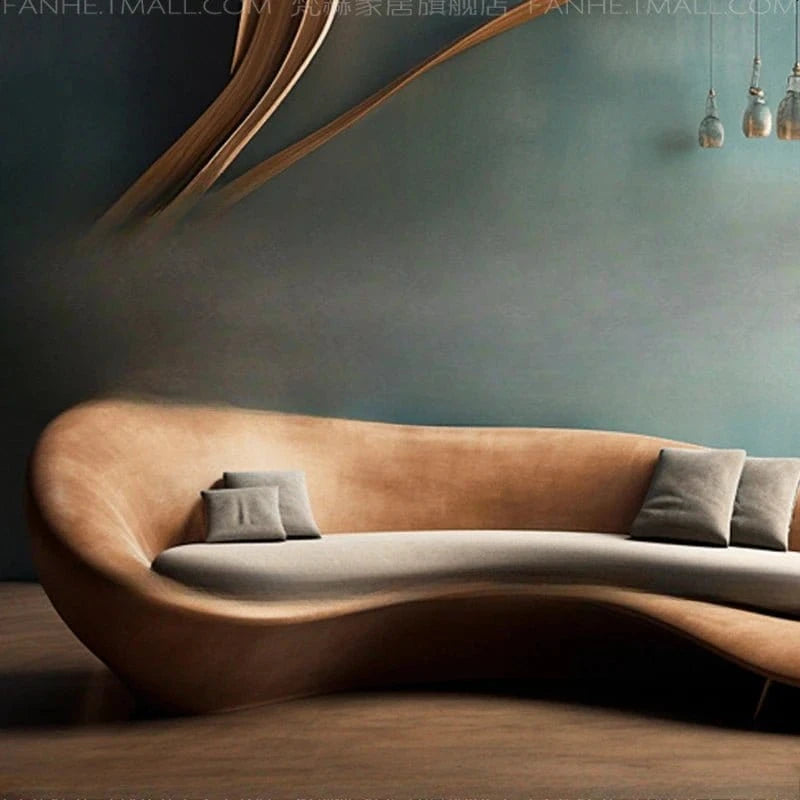 Sofa living room new medieval special - shaped artistic sense curved caramel color creative modern - FastZen