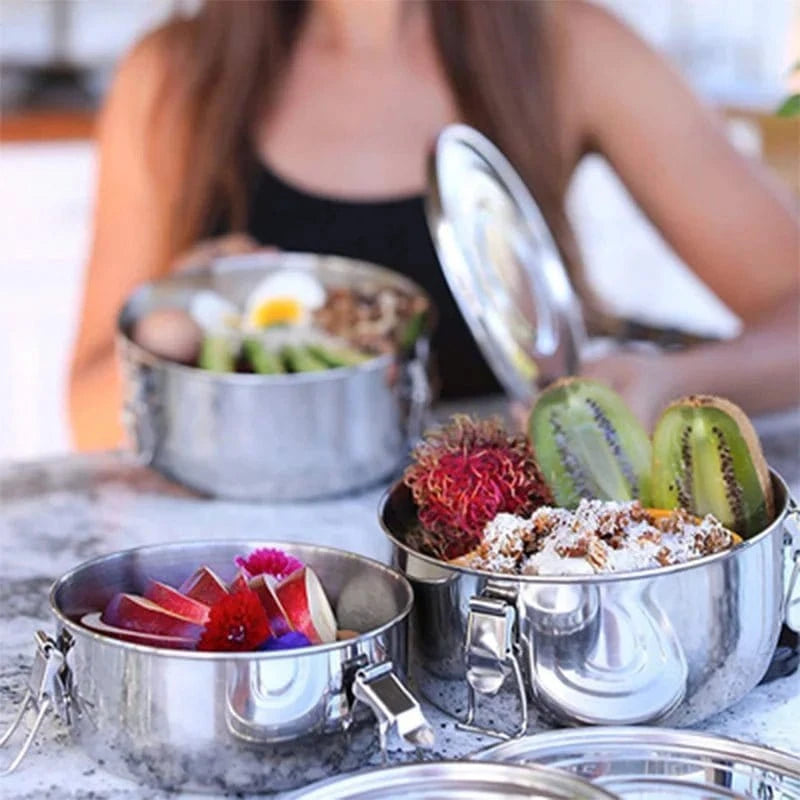 Stainless Steel Lunch Box 1600–3000ML – Leak - Proof Bento Box, Microwave Safe Food Containe - FastZen