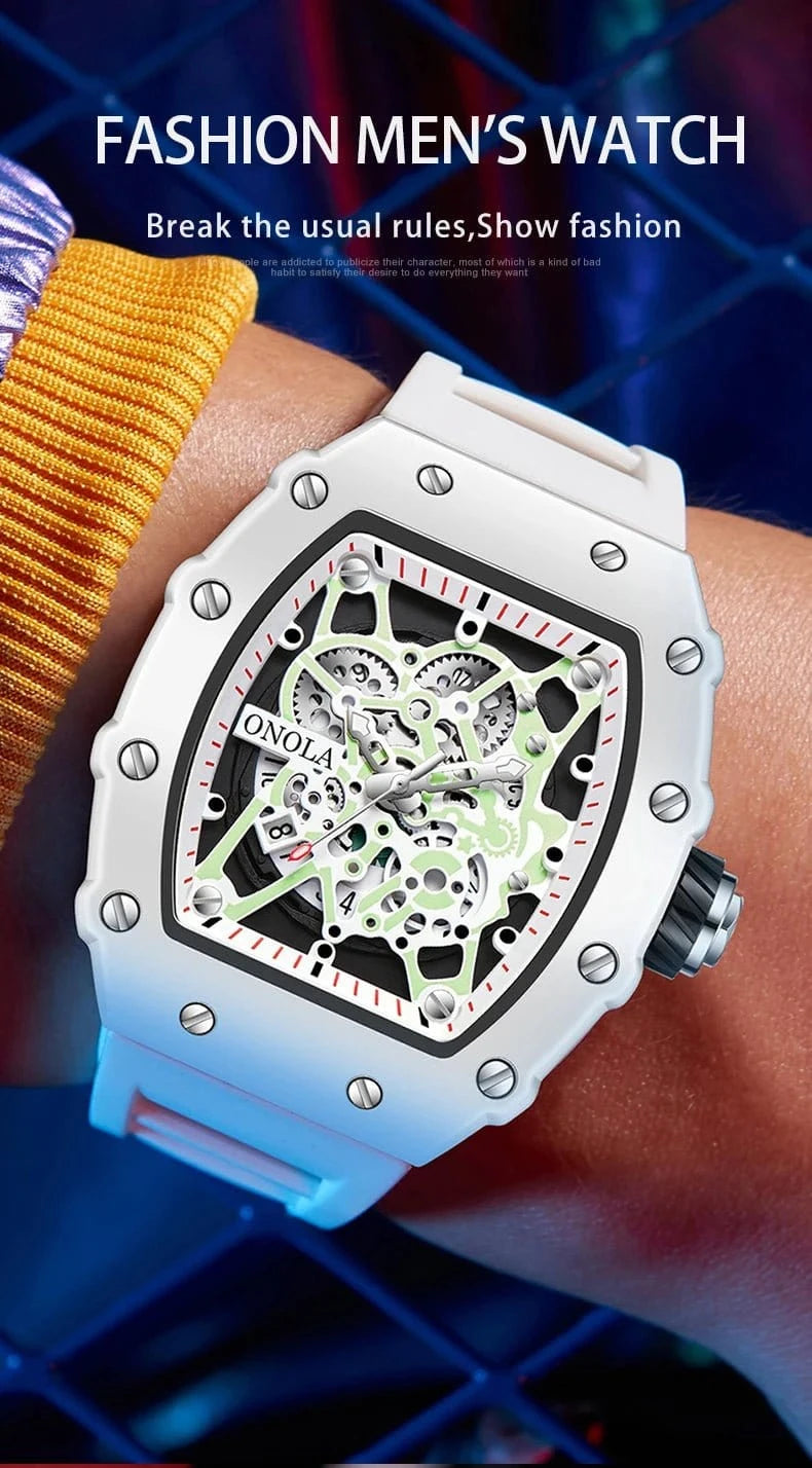 TOP Hot Selling Men Watch Fashion Brand ONOLA Quartz Silicone Tape Watches men Clock - FastZen