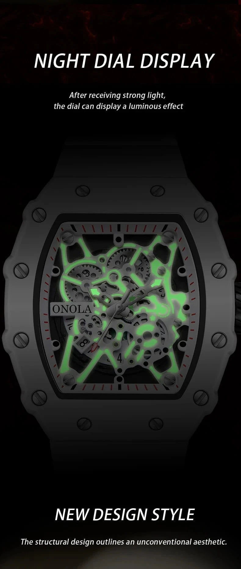 TOP Hot Selling Men Watch Fashion Brand ONOLA Quartz Silicone Tape Watches men Clock - FastZen
