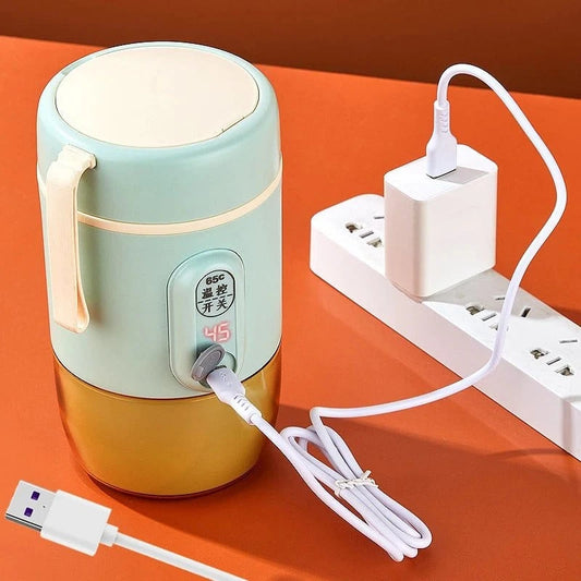 USB Type - C Electric Heated Lunch Box – 12V/24V/5V 20W Portable Food Warmer with LED - FastZen