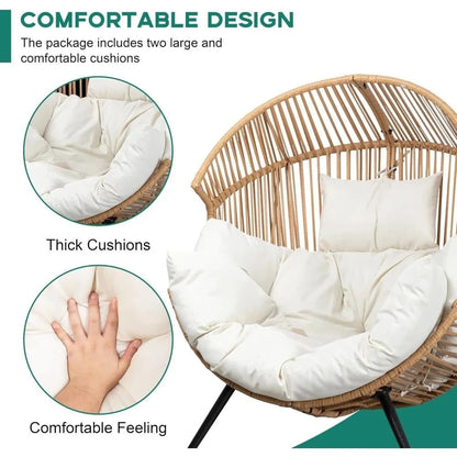 Wicker Egg Chair – Outdoor Rattan Patio Lounge Chair with Cushion - FastZen
