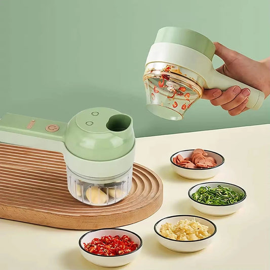 Wireless Electric Food Processor – Handheld Vegetable Cutter, Fruit Slicer, Garlic Mincer & Kitchen Stirrer - FastZen