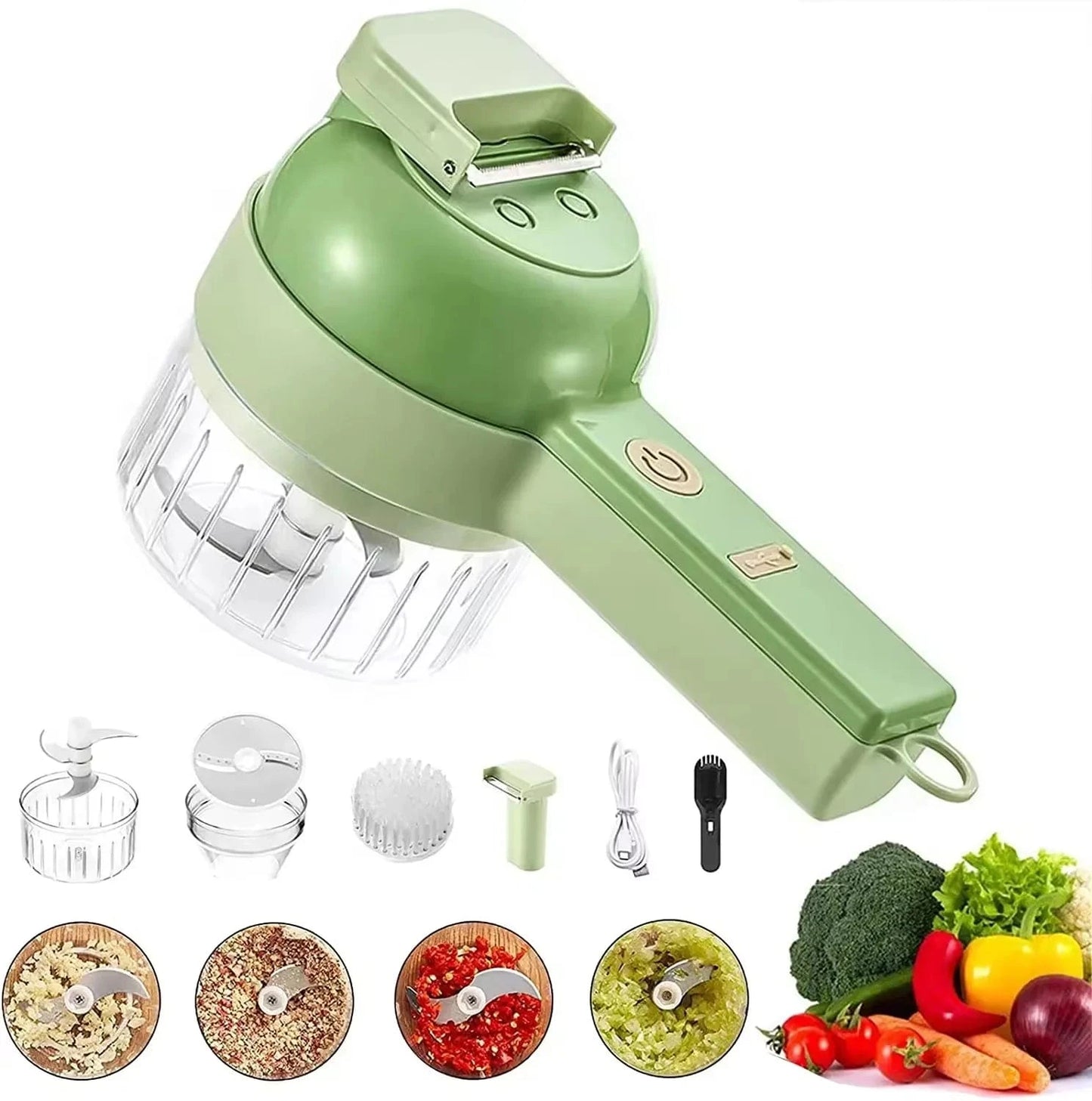 Wireless Electric Food Processor – Handheld Vegetable Cutter, Fruit Slicer, Garlic Mincer & Kitchen Stirrer - FastZen