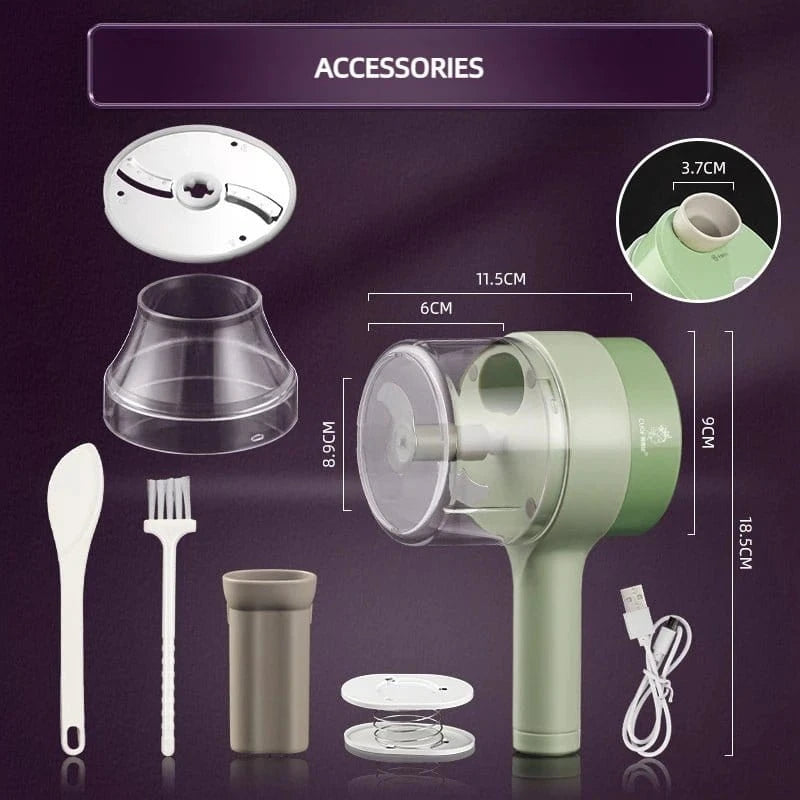 Wireless Electric Food Processor – Handheld Vegetable Cutter, Fruit Slicer, Garlic Mincer & Kitchen Stirrer - FastZen
