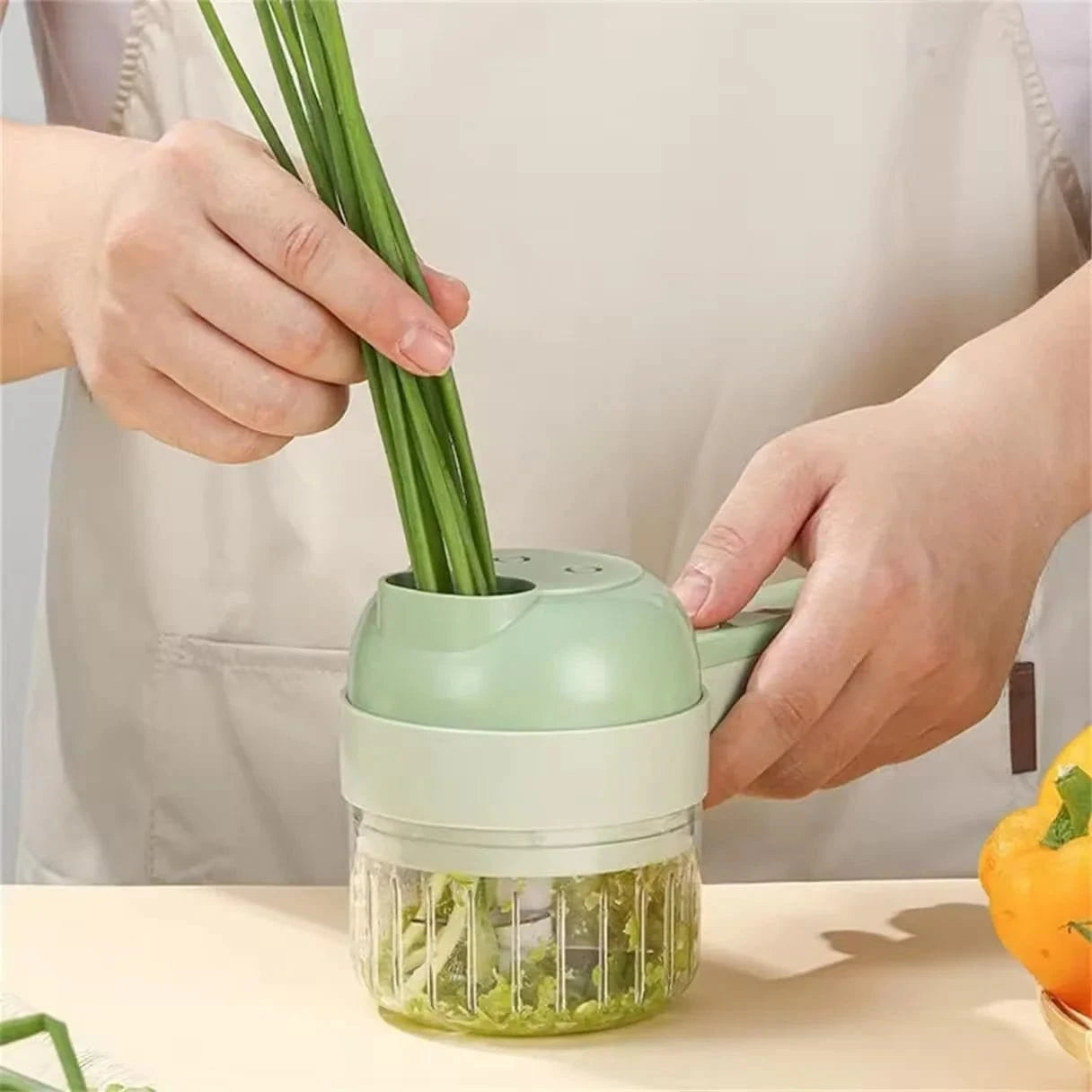 Wireless Electric Food Processor – Handheld Vegetable Cutter, Fruit Slicer, Garlic Mincer & Kitchen Stirrer - FastZen